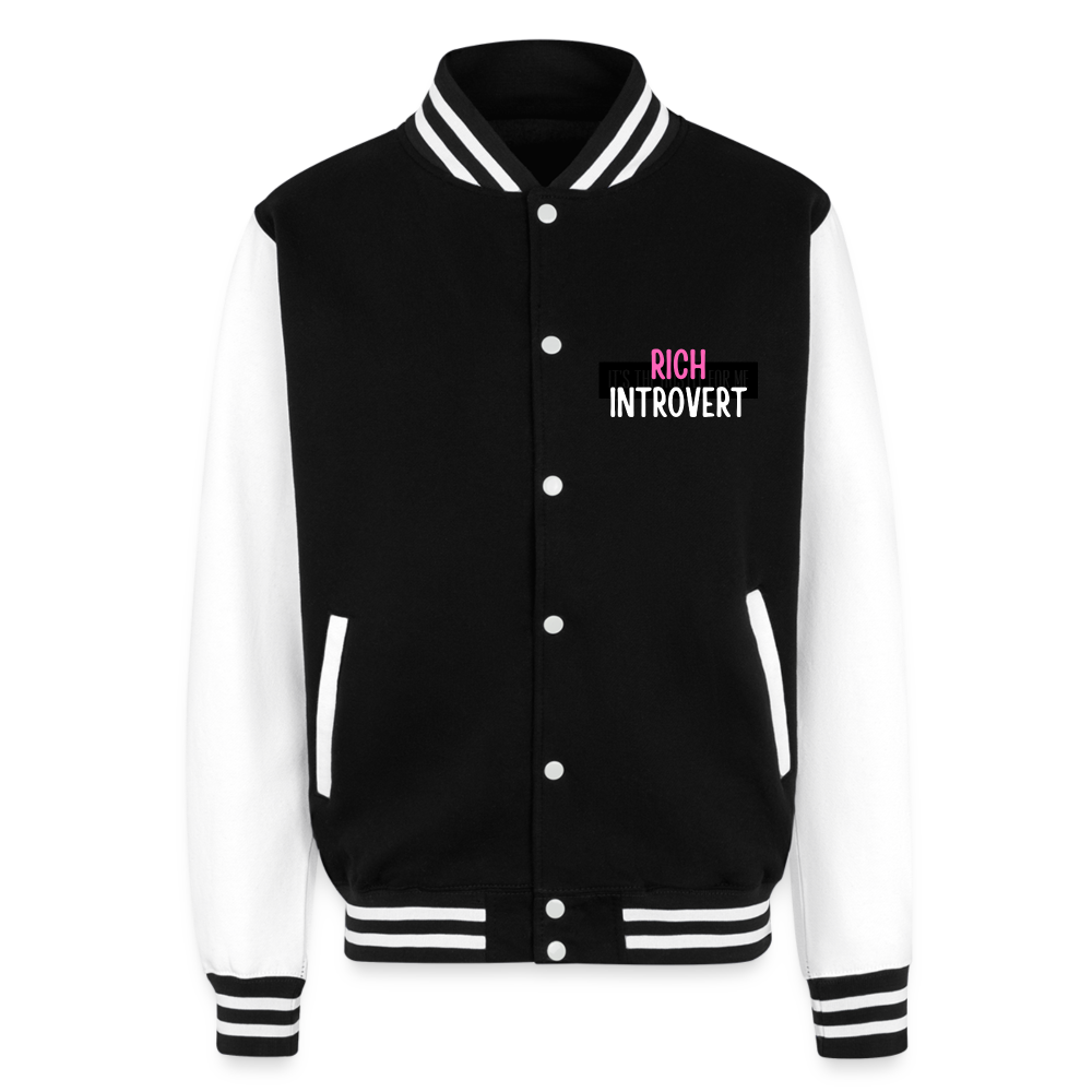 Rich Introvert Letterman Jacket - black/white