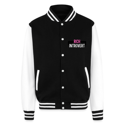 Rich Introvert Letterman Jacket - black/white