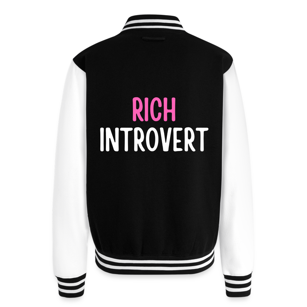 Rich Introvert Letterman Jacket - black/white