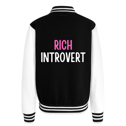 Rich Introvert Letterman Jacket - black/white